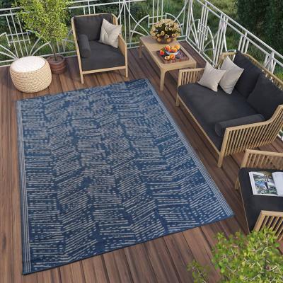 The Range Navy and White Herringbone Indoor and Outdoor Rug - BW - Navy
