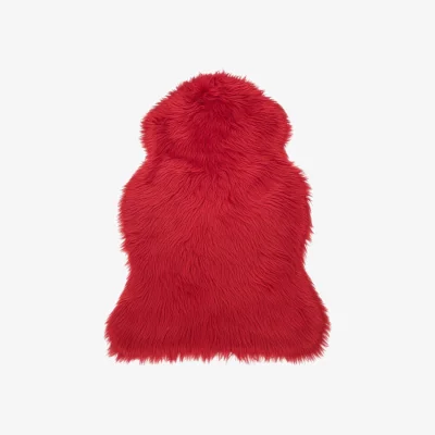 The Range Luxury Faux Rabbit Fur Rug - Red
