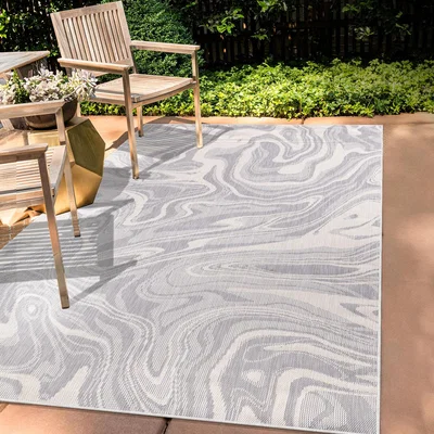 The Range Liquid Marble Effect Rug  - Grey / 160cm