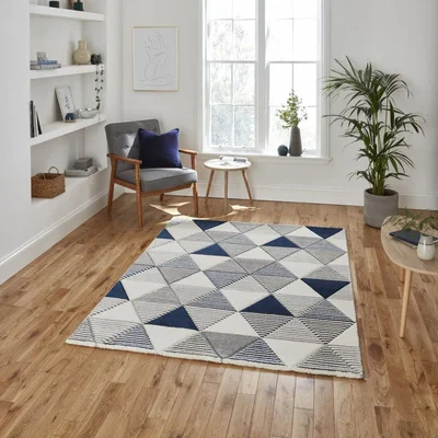 The Range Brooklyn BRK15 GreyNavy Rug - Grey/Navy / 220cm