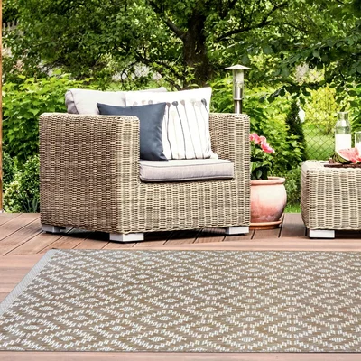 The Range Natural Moroccan Recyclable Weatherproof Outdoor Rug - Compass - Neutral