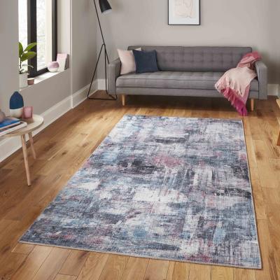 The Range Pink and Blue Abstract Flatweave Rug - Pink and Blue / 120cm