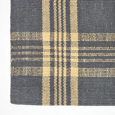 The Range Homescapes Douglas Tartan Check Wool Rug - Grey and Yellow / 120cm