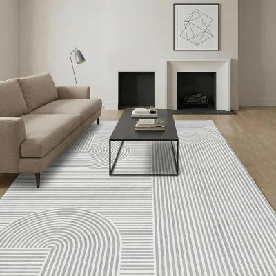 The Range MCC Direct CozyLiving Rectangle Swirl Pattern Rug Short Pile 140x200cm - GREY