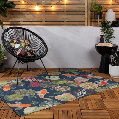 The Range Koi Washable Outdoor Rug - Midnight
