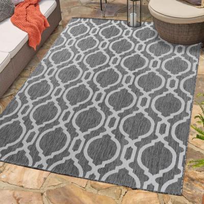 The Range Modern Quatrefoil Design Outdoor-Indoor Waterproof Rugs - Dark Grey / 120x170 cm Rectangle