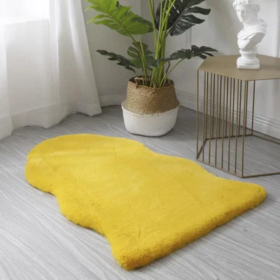 The Range Rabbit Faux Fur Rug - Yellow / 90cm