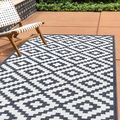 The Range Plastic Outdoor Rug Nirvana Charcoal Grey White - Charcoal Grey / White / 180cm