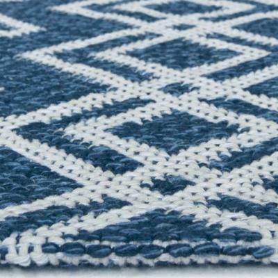 The Range Navy Blue Recycled Cotton Geometric Rug - Regen - Blue / 230cm