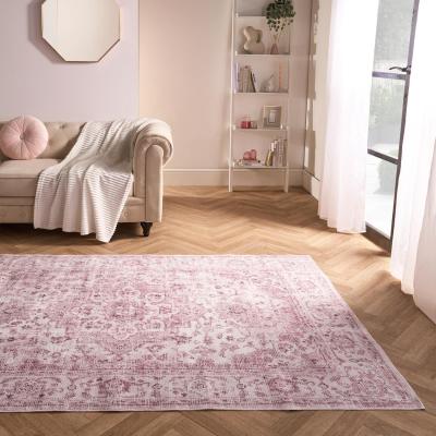 The Range Vintage Print Washable Rug - Blush Pink / 160cm