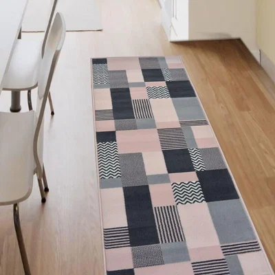The Range Blush Pink Patchwork Rug - Islay - Pink / 200cm