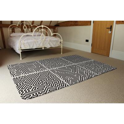 The Range Striped Geometric Patterns Rug - Black / 230cm