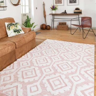 The Range Blush Pink Tufted Carved Recycled Cotton Area Rug - Tribal - Pink
