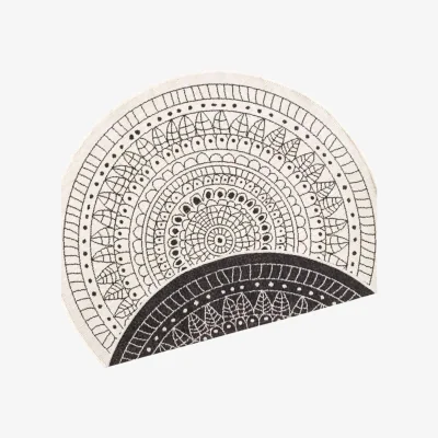 The Range Reversible Porto Indoor & Outdoor Round Rug Ochre. - Black / 140.0cm