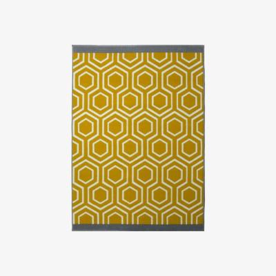 The Range Maestro Collection Honeycomb Design Rug in Ochre - White / 80cm