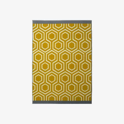 The Range Maestro Collection Honeycomb Design Rug in Ochre - White / 80cm
