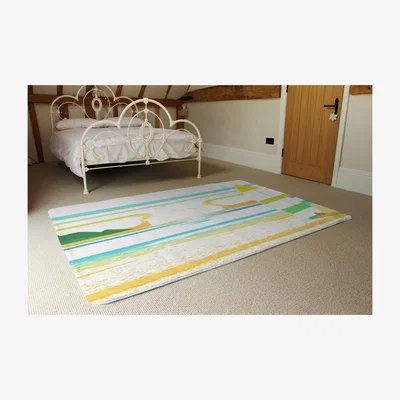The Range Surf Board On Beach Designer Rug - Yellow / 230cm