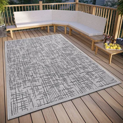 The Range Abstract Weatherproof Indoor & Outdoor Rug Dark Grey - Grey