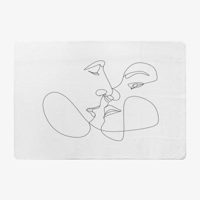 The Range Couple Kiss In Line Art Designer Rug - White / 150cm