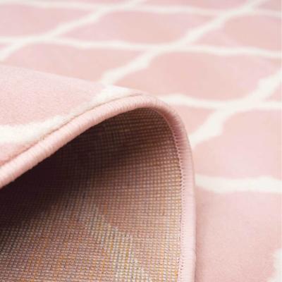 The Range Blush Pink White Classic Trellis Living Room Rug - Blush Pink / 240 x 60cm