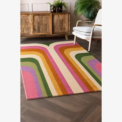 Rockett St George The Romy Retro Rug in Pink - Available in 3 Sizes
