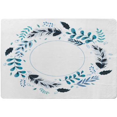 The Range Blue Leaves Frame Rug - Blue / 110cm