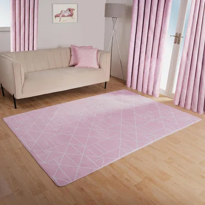 The Range Mason Geo Print Rug - Blush Pink / 160cm