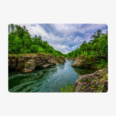The Range River In Mountain Forest Landscape Designer Rug - Green / 200cm