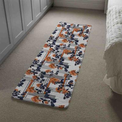 The Range Geometric Lines  Flowers Runner Rug - Blue