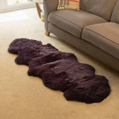 The Range British Moorland Genuine Double Sheepskin Rug in Purple - Purple
