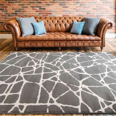 The Range Grey and Ivory Fractured Design Area Rug - Dallas - Grey