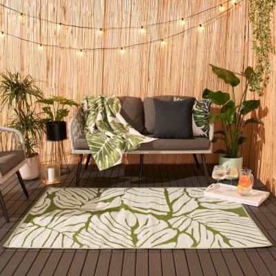 The Range Dreamscene Palm Garden Outdoor Rug Large Waterproof Non Slip Area Reversible Mat - Green and White