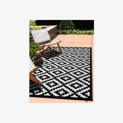 The Range Lightweight Reversible Plastic Outdoor Rug Nirvana Black White - Black/White / 260cm / 270cm