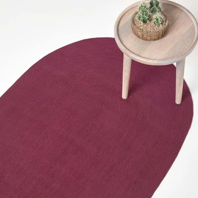 The Range Handmade Woven Braided Oval Rug - Plum / 90cm