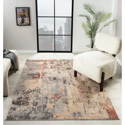 The Range Underfoot Large Indoor Rug - Abstract Floral Border, 8mm Soft Polyester Pile - Abstract / 1600.0mm