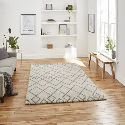 The Range Royal Nomadic A638 CreamGrey Rug - Cream/Grey / 170cm