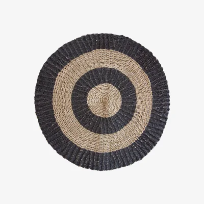 The Range Hand-Woven Round Seagrass Rug 1m Natural Charm - Black & Tan