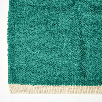 The Range Plain Chenille Rug with Natural Trim - Teal Green / 170cm