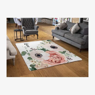 The Range Garden Flower, Pink Peach Rose, White Anemone Designer Rug - Pink / 110cm