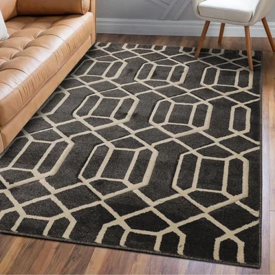 The Range Scandi Lattice Grey Woven Rug - Grey / 80x150cm