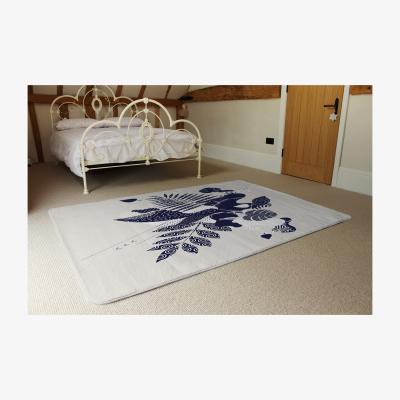 The Range Decorative Leaf Prints Rug - Blue / 230cm