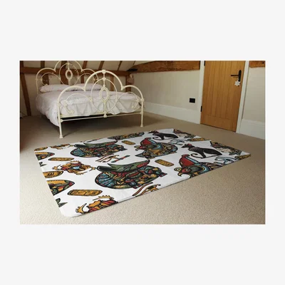 The Range Queen Cleopatra. History Background Designer Rug - White / 230cm