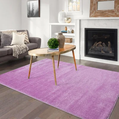 The Range Super Soft Fluffy Thick Pile Shimmer Shaggy Area Rugs - Lilac / 10.7kg / Large