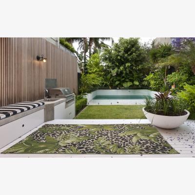 The Range Unique Tropical Floral  Leopard Print Indoor  Outdoor Rug - Green / 200cm