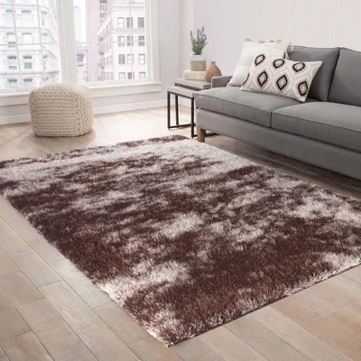The Range Modern Soft Two Tone Shimmer Shaggy Area Rugs - Bronze / 120x170 cm Rectangle