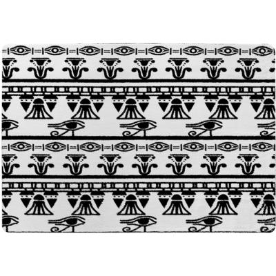 The Range Egyptian Eye Of Horus Heiroglyphs Rug - Black / 110cm