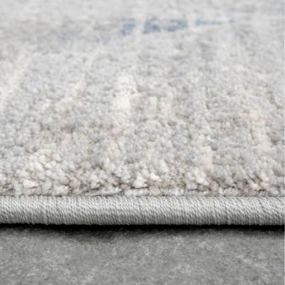 The Range Blue Silver Grey Distressed Abstract Geometric Accent Living Area Rug - Blue / 240 x 70cm