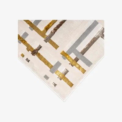 The Range Mist Gold Grid Rug - Gold / 190cm