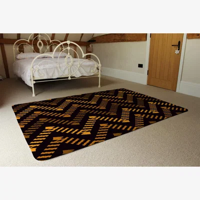 The Range Freehand Horizontal Zigzag Chevron Stripes Boho Chic Rug - Brown / 230cm
