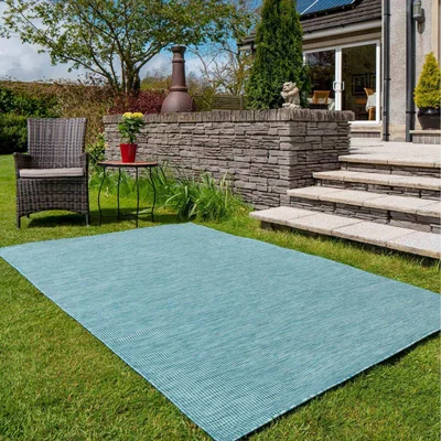 The Range Duck Egg Soft Plastic Value Indoor Outdoor Area Rug - Duck Egg / 110 x 58cm